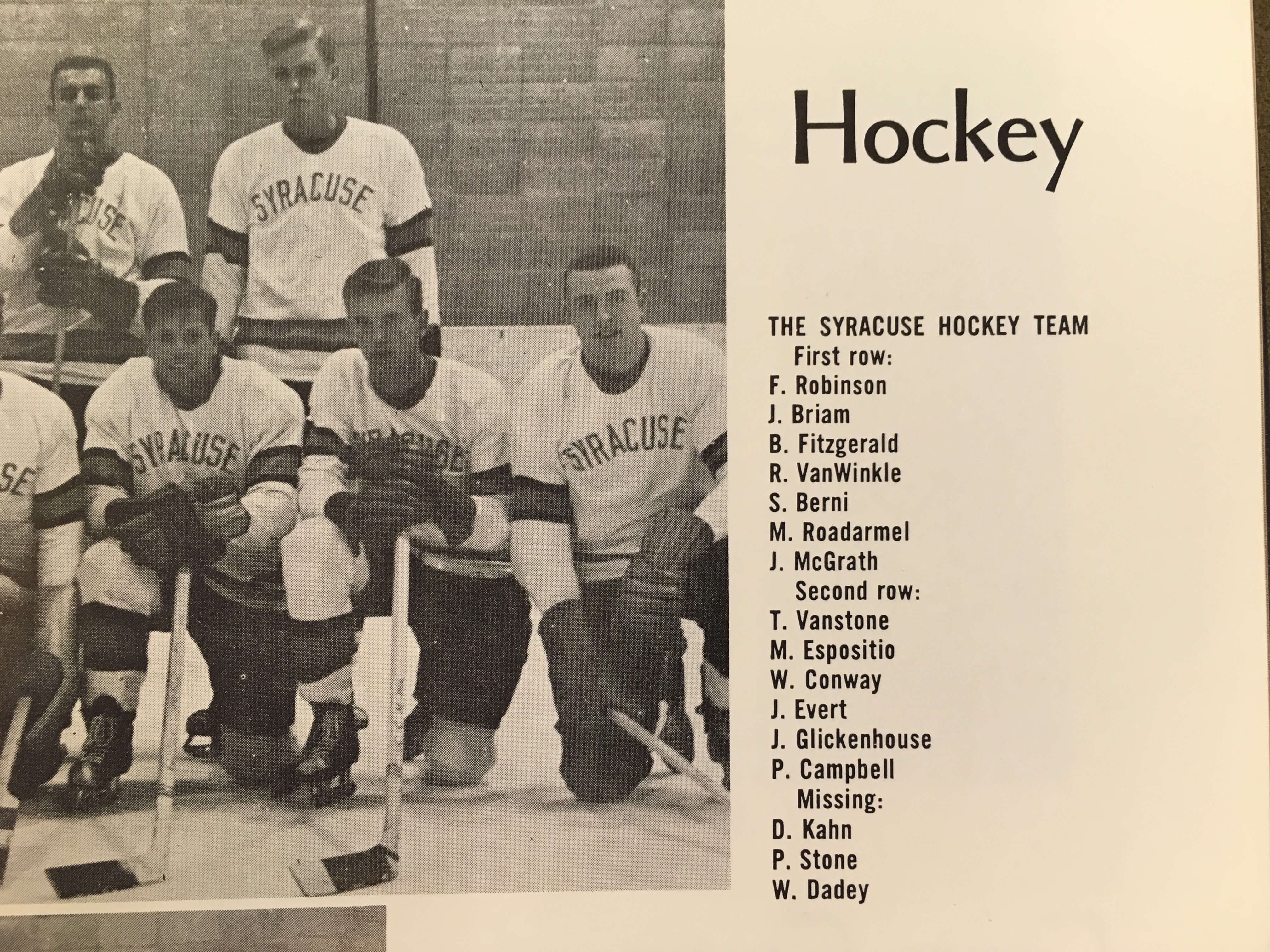 1960-1961 Roster from SU Yearbook